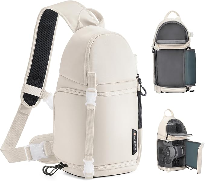 K&F CONCEPT Camera Sling Bag, Compact Crossbody Backpack, 10L | Fits Mirrorless & Small DSLR. Water-Repellent Twill Fabric. 5 Removable Dividers. Adjustable Strap 20.5–39.8 in. BS11 by KFCONCEPT