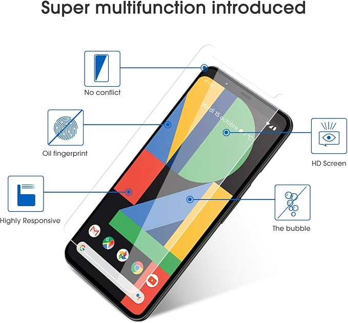 OMOTON [4 Pack] Screen Protector Compatible with Google Pixel 4XL, Tempered Glass Screen Protector for Google Pixel 4 XL 2019 Released, Scratch Resistant/Case Friendly - Image 9