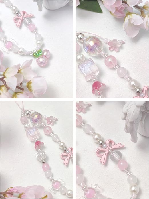 cioatu Phone Charms Cute Cherry Butterfly Cell Phone Lanyard Strap Wrist Strap for Bag Airpods Camera Pendants Decor - Image 7