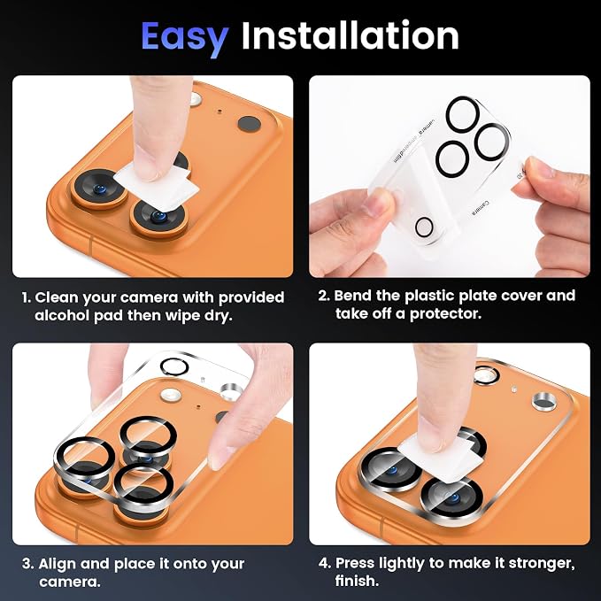 Tensea 3Pcs for iPhone 17 Pro Max Camera Lens Protector | Tempered Glass Film Camera Cover Lens Screen Protector, HD Clear, Full Edge to Edge, Case Friendly for iPhone 17 ProMax 6.9" - Image 7