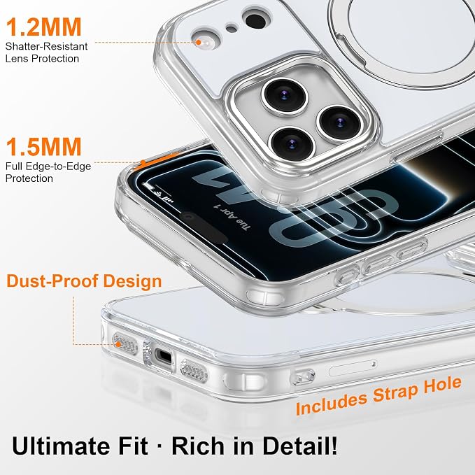 360° Magnetic Ring Stand for iPhone 17 Pro Case,[Compatible with MagSafe] | [Military Drop Protection] Shockproof Slim Phone Case for iPhone 17 Pro 6.6'' Phone Cover Foldable Kickstand, Frosted Blue - Image 5