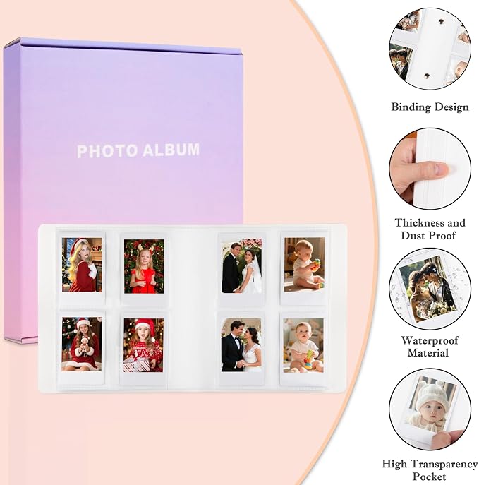 320-Pocket Photo Album for Polaroid 2x3" & Instax Mini Photos, White | Gift-Ready Packaging, Beautiful Photo Book, Safely Keep Your Wedding-Anniversary-Birthday-Travel Memories or Mini Cards - Image 4