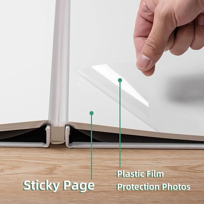 Large Photo Album Self Adhesive Scrapbook Album for 4×6 8×10 Pictures DIY Magnetic Linen Cover Album 60 Pages for Family Wedding Gifts with Metal Pen and Plastic Board - Image 5