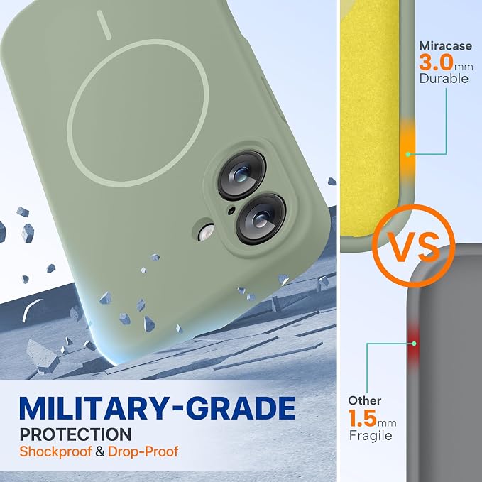 Miracase Silicone & Magnetic for iPhone 16 Case, Patina Green | Compatible with MagSafe, Anti-Scratch Microfiber Lining, Liquid Silicone Case Shockproof Drop Protection Phone Case for 16 - Image 2