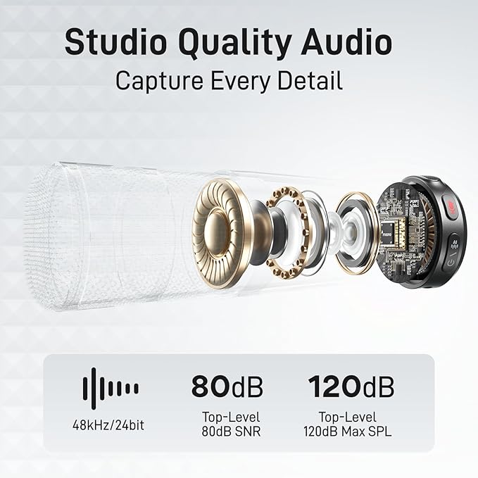 MAONO Wave T5 Wireless Lavalier Microphone for iPhone15/16/17 Android Phone | Magnetic Lapel Mini Mic with 48KHz 24Bit Audio, AI Noise Cancelling,Mute,1000ft for Podcast Video Record Vlog Content Creator - Image 2