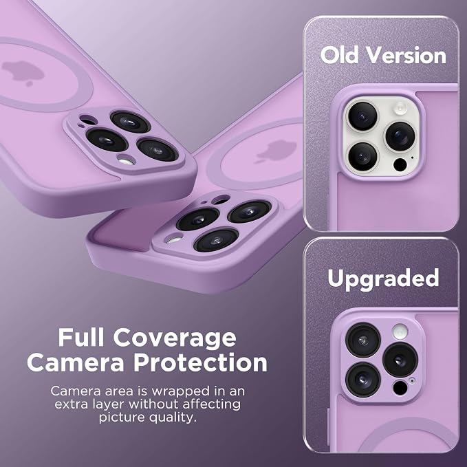 CAPRARO for iPhone 13 Pro Max Case, Compatible with MagSafe | Upgraded [Full Camera Protection] Shockproof Protective Slim Translucent Matte Magnetic Phone Case 6.7'', Elegant Purple - Image 6