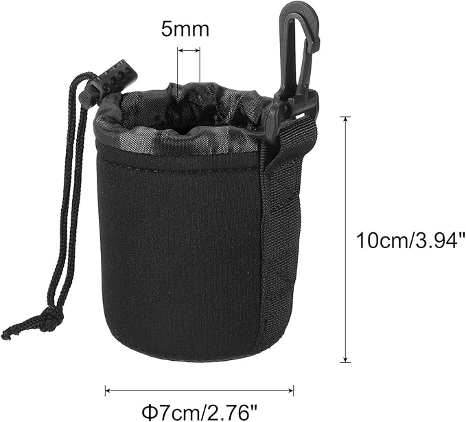 PATIKIL Camera Lens Bag, 2 Pcs 2.8" IDx3.9 H Drawstring Lens Pouch with Thick Protective Neoprene, Lens Case for DSLR Camera Lens, Water Coffee Cups Black - Image 2