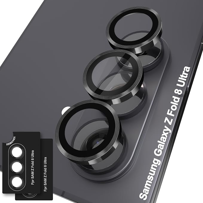 Orzero (2 Sets Camera Lens Protector for Samsung Galaxy Z Fold 8 Ultra, [EZ Install] [Case-Friendly] 9H Tempered Glass CD Pattern Lens Cover, Military-Grade Shockproof, HD Clarity Anti-Glare - Black by JumpIntoOrzeroLet%E2%80%99sExploreLikeNeverBefore