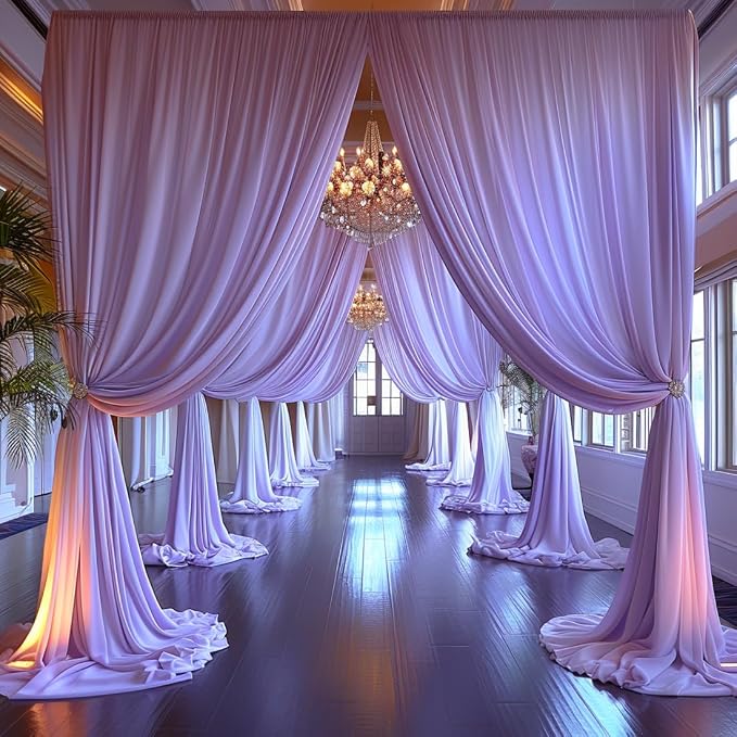 30x10ft Wrinkle Free Lavender Backdrop Curtain for Parties Soft Fabric Drapes Wedding Curtain Backdrop for Birthday Party Decorations Background for Photography 5x10ft,6 Panels - Image 3