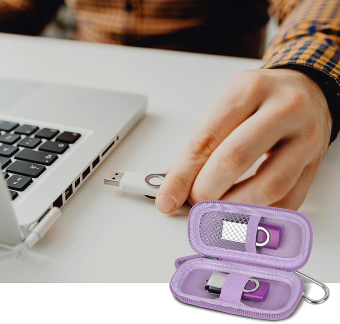 USB Flash Drive Case, SD Card/Thumb Drive/Memory Cards Holder, Bag Only | SDXC/SDHC Storage, Electronic Accessories Organizer for SanDisk / for Samsung, for Students/IT/Office/School/Travel, L-Purple - Image 9