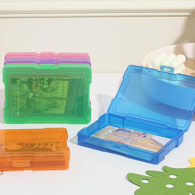 novelinks 6 Pcs 4"x6" Plastic Photo Storage Boxes with Tray (Color 3Pack) | Photo Organizers and Storage, Task Boxes for Special Education, Flash Card Holder, 4x6 Index Card Holder, Picture Boxes - Image 4