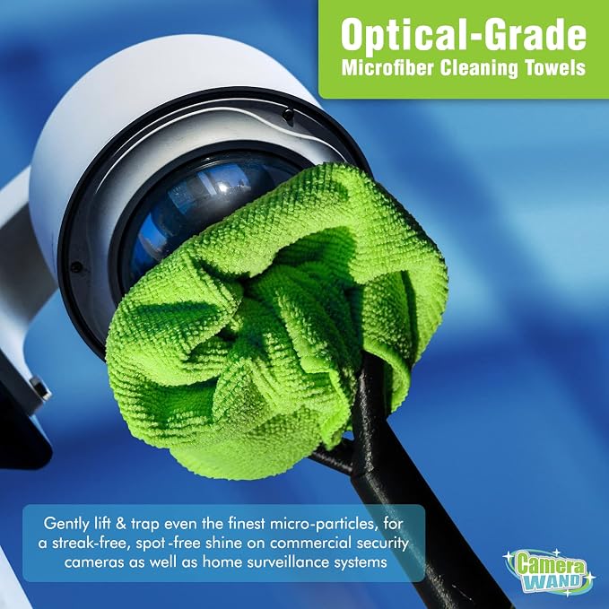 Surveillance/Security Camera Cleaning Tool - Safely from The Ground - with Cleaning Solution & Re-usable Microfiber Towels - Image 2