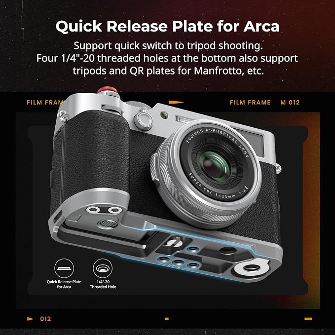 SmallRig X100VI / X100V Handgrip L-Shape Grip with Quick Release Plate for Arca, Lightweight Silicone Side Handle, Shutter Button and Hot Shoe Cover for FUJIFILM X100VI / X100V Cameras (Silver) - 4555 | with Hot Shoe Cover, Quick Release Plate for Arca... - Image 5