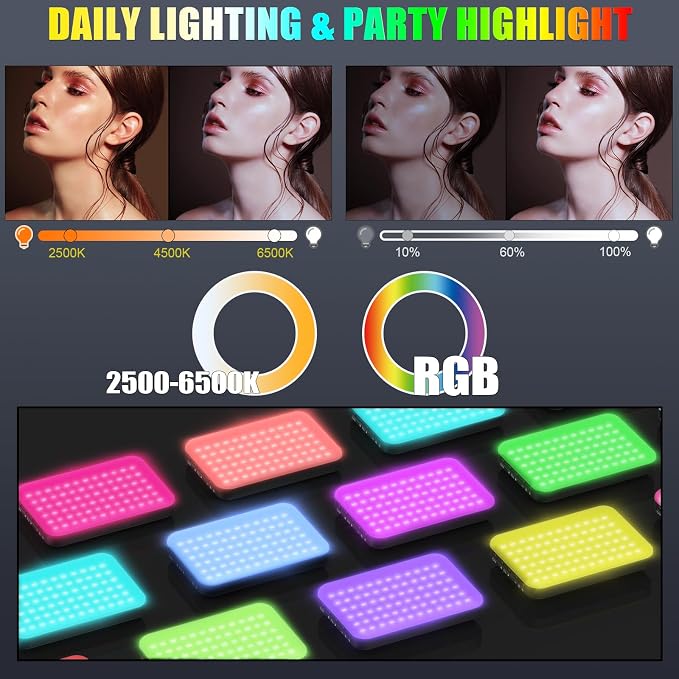 108 RGB Video Light, 2200mAh Camera Light with 3CCT/ 360° Full Color/20 Lighting Effects, 2500-6500K LED Selfie Light for iPhone-CRI 97+, Portable Phone Light for Party, Photography, Streaming (Pink) - Image 3