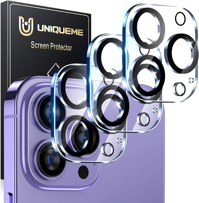 UniqueMe 3 Pack for iPhone 14 Pro Max/14 Pro Camera Lens Protector-Clear | Tempered Glass, Case Friendly, Scratch-Resistant, Night Shooting Mode by UniqueMe