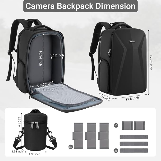MOSISO Camera Backpack,Photography Camera Bag with Lens Pouch,Black | DSLR/SLR/Mirrorless Waterproof Hardshell Case, Tripod Holder&15.6 inch Laptop Compartment Compatible with Canon/Nikon/Sony - Image 2