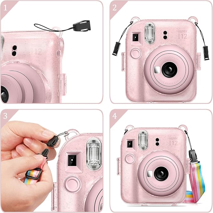 Fintie Protective Case for Fujifilm Instax Mini 12 Instant Camera - Crystal Hard Shell Cover with Upgraded Film Pocket for Storing Photos & Removable Shoulder Strap | Crystal Hard Shell Cover, Back Films Pocket, Adjustable Shoulder Strap, Scratch Pesis... - Image 8