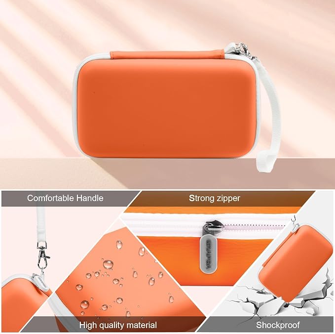 Kids Instant Print Camera Case, Travel Storage Bag for Girls Boys | for ESOXOFFORE for Dylanto for Anchioo for WEEFUN for GKTZ for Amzelas for Mafiti, Mesh Pocket, Wrist Strap, Orange - Image 4