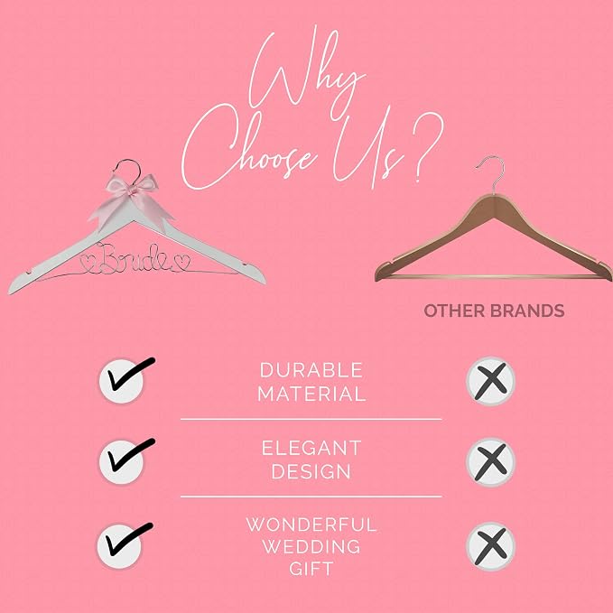 Bride Hanger for Wedding Dress, Wooden Gown Display with White Finish, Elegant Keepsake for Ceremony Photos, Bridal Shower Gift, Getting Ready Accessory for Special Day (White Wood) - Image 7