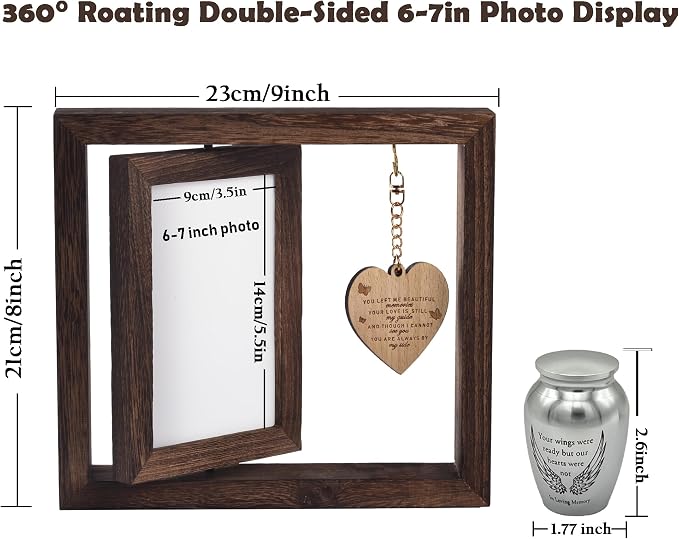 DB Memorial Picture Frame Fits 4''x6'' Photo and 2.6 Inches Silver Medium Urns for Human Ashes Keepsake，Mini Cremation Urn and Memorial Photo Frame Set for Loss of Loved One Sympathy Gift - Image 2