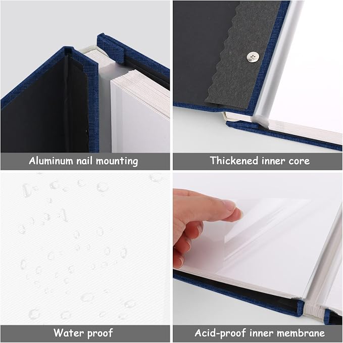 Zesthouse Photo Album Self Adhesive Pages, 60 Pages Magnetic Scrapbook Albums with Sticky Page, Photos Album Holds 8x10 & 5X7 & 4x6 & 6x8 & 3x5, Large Picture Book Ideal Gift for Family Wedding Baby - Image 6