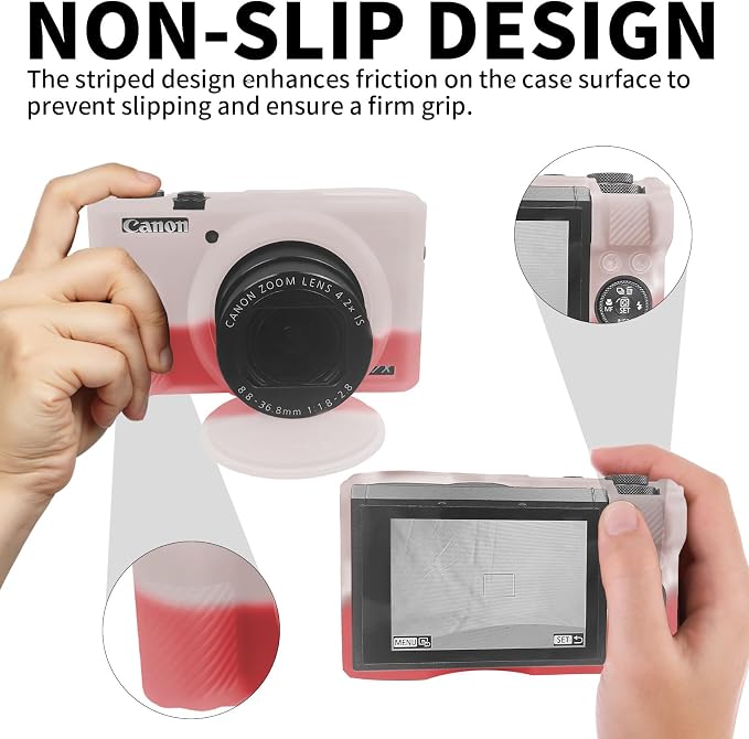 Easy Hood Case for Canon Powershot G7X Mark III Camera, White Red | With Removable Lens Cover,Soft Silicone Protective Case,Anti-Scratch,Slim Fit,Enhanced Grip,Lightweight Camera Accessories - Image 4