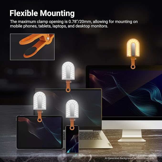 NEEWER GM66 Clip on Selfie Light for Phone, 68 LEDs, Bi Color Lighting Compatible with iPhone with CRI97+, 2000mAh for TikTok Vlog Recording Streaming Laptop Computer Webcam Video Conference Makeup - Image 2