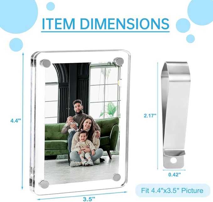 2 Pack Magnetic Car Visor Photo Holder – Personalized Acrylic Clip for Family, Pets, Travel Pictures – Easy Snap-On Car Accessory for Sun Visor (2 Pack, 3.5''x4.4'') - Image 2