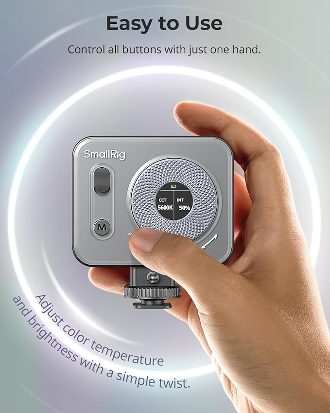 SMALLRIG P96 Pro Mini LED Video Light, Portable Photography Camera Light | Bi-Color 2500-6500K CRI95+, 1500mAh, LCD Screen, 5 Effects, Cold Shoe Fill Light Accessories for Content Creator, Streaming - Image 2