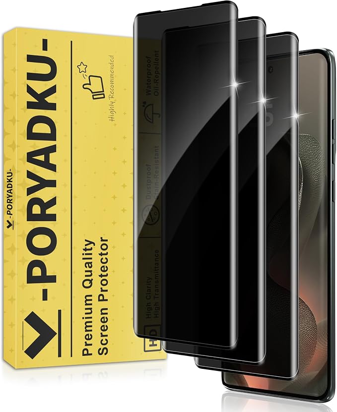 3 Pack for Motorola Edge 2025 Privacy Screen Protector, Anti Spy, Anti-Scratch, 9H Hardness Tempered Glass Privacy Screen Protector for Motorola Edge 2025 by JavoYion