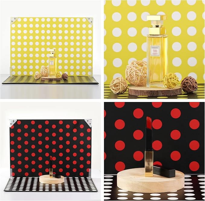 Meking 12Pcs 24Patterns Product Photography Backdrops Kit (16.5X11.8inch) | Small Photo Backdrop Colorful Polka Dot Flat Lay Background for Jewelry, Cosmetics,Crafts and Other Small Product Photography - Image 6