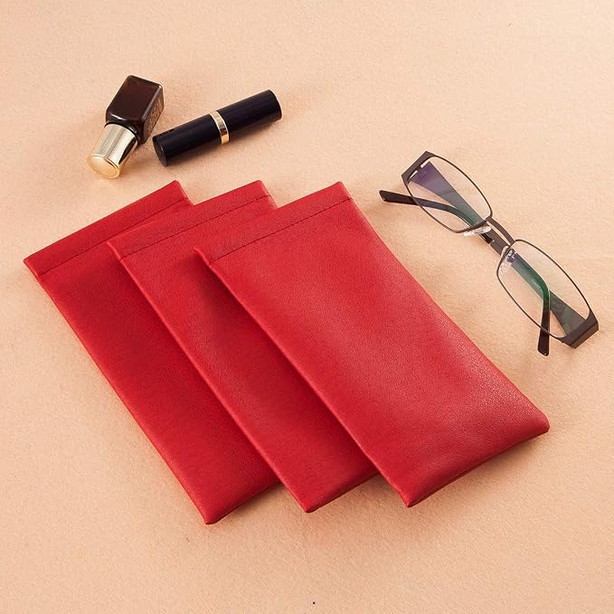TRIUMPH VISION Eyeglass Case Glasses Case Soft Sunglass Pouch Sleeve 3 Pack | Slim Lightweight Alternative to Bulky Case, Leather Lined Protect Lens, Squeeze Easy to Use, Stylish Portable for Daily Use - Image 6