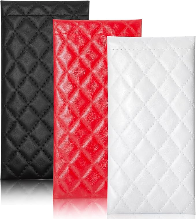 TRIUMPH VISION Eyeglass Case Glasses Case Soft Sunglass Pouch Sleeve 3 Pack | Slim Lightweight Alternative to Bulky Case, Leather Lined Protect Lens, Squeeze Easy to Use, Stylish Portable for Daily Use by TRIUMPHVISION
