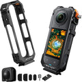 K&F CONCEPT Camera Cage with Silicone Lens Cover for Insta360 X5 | Aluminum Alloy Protective Case Frame with 2 Cold Shoe Mounts for Microphone and Led Video Light Built-in 1/4" Screw Hole CI01 by KFCONCEPT