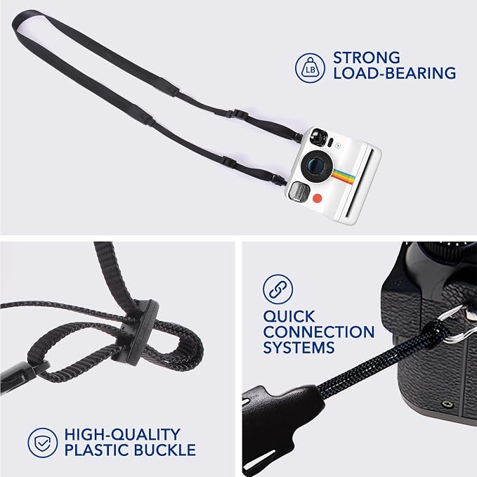 Runhike Camera Strap Compatible with Polaroid,Lightweight Black Camera Neck Strap Replace Compatible with Polaroid with Different Camera Buckles,1PC - Image 3