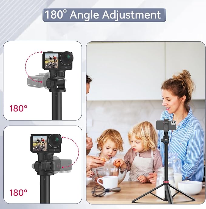 VIJIM MT-79 Extendable Photography Light Stand, 81" Portable Adjustable Light Tripod with 1/4" Screw, 360° Ball Head Camera Phone Tripod for Continute Output Lighting, Webcams, Cameras,for Pocket3 | Extendable Photography Tripod Stand With 180° Adjusta... - Image 3