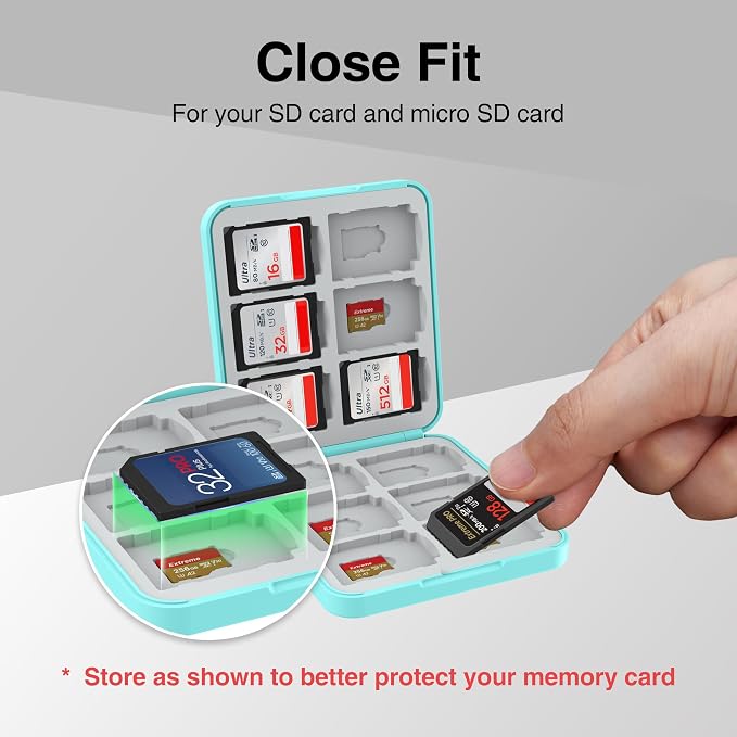 HEIYING Memory SD Card Holder with 24 Card Slots for Micro SD Cards | 12 SD + 12 Micro SD Slots, Magnetic Closure, Compact Portable Storage case with Soft Silicone Interior for Card Protection - Image 3