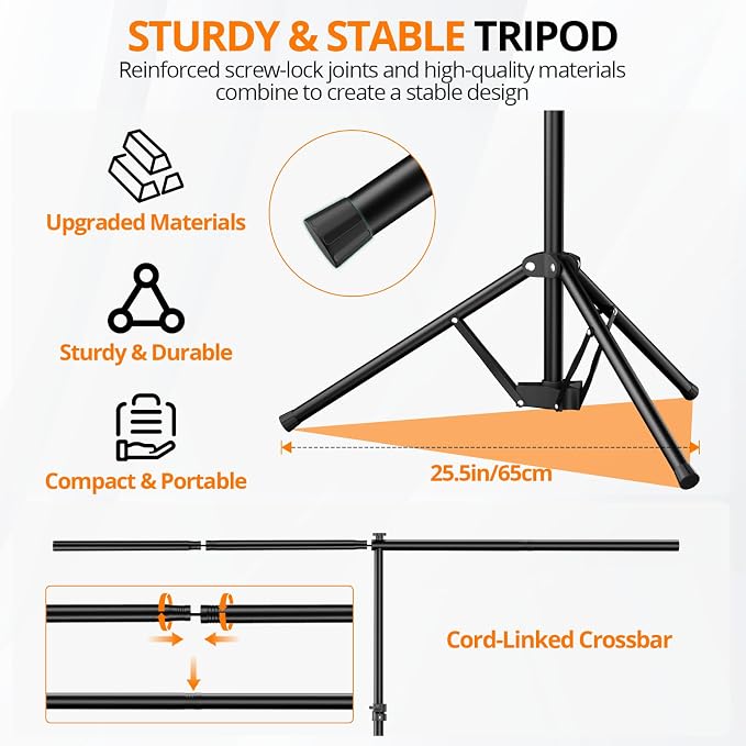 Green Screen Backdrop Kit 5x7 ft with Foldable T-Shaped Stand | Portable Greenscreen Background with 5 Clamps, Carrying Bag for Parties, Streaming, Photography, Zoom, Gaming, Video Studio - Image 5