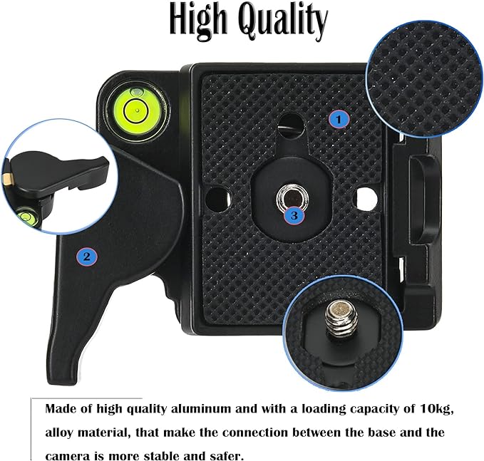 323 RC2 Quick Release Plate Adapter, Rapid Connect Adapter with Quick Release Plate Compatible for Manfrotto Monopod, Manfrotto Tripod Ball Head and Tripod - Image 3