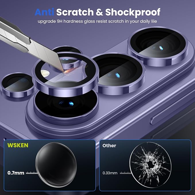 WSKEN for Samsung Galaxy S26 Ultra Camera Lens Protector - Ultra Thin | Case Friendly, 9H Shatterproof Tempered Glass, Anti Scratch Metal Circle, Camera Screen Protector Cover Accessories, Purple - Image 3