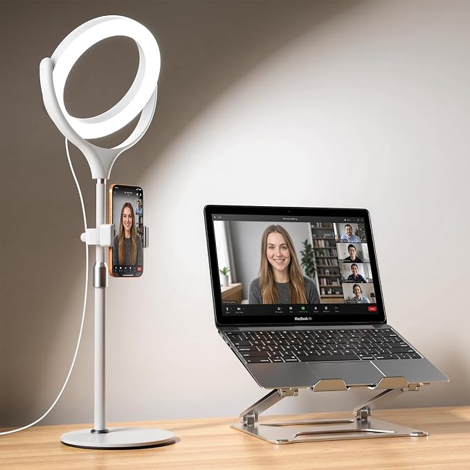 Zoom Lighting for Computer, 8 inch Ring Light with Stand for Desk | Adjustable Circle Light for Video Conference, Zoom Meeting, Video Recording, Zoom Call, Streaming, Podcast，Webcam by Yarrashop