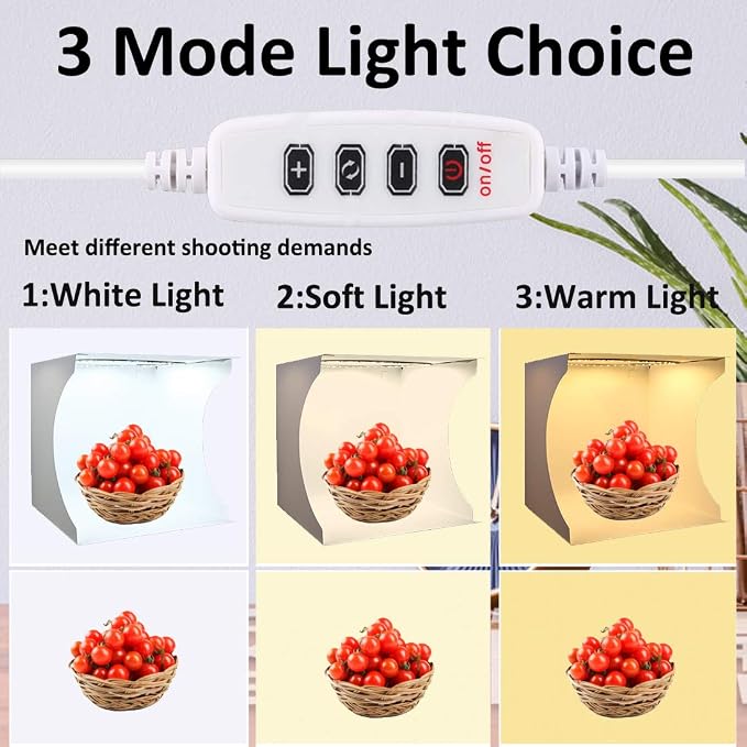 Photo Studio Light Box Kit 12x12 Inch, Folding Lightbox for Small Product Photography, 128 LED Adjustable Lighting, Portable Shooting Tent with 3 Light Colors & 6 Backgrounds - Image 2