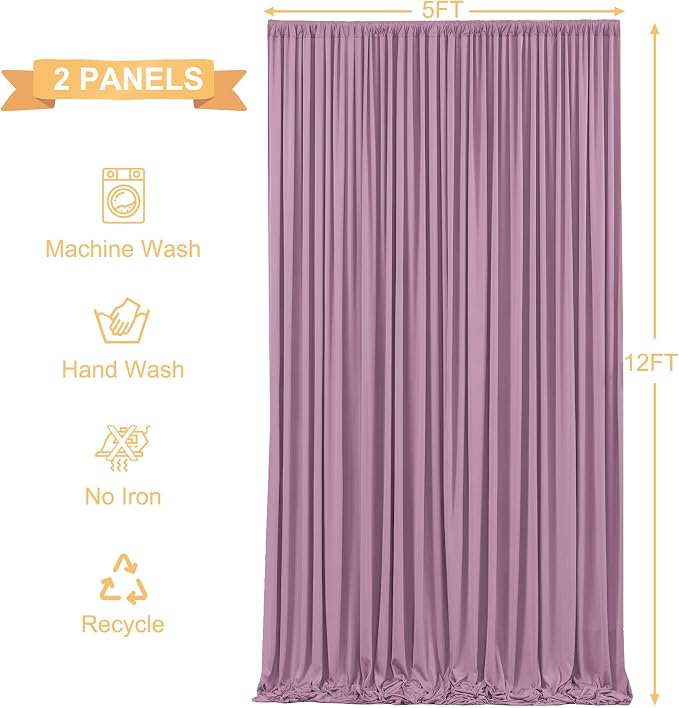 10x12 Dusty Pink Backdrop Curtains for Wedding Party Wrinkle Free Backdrops Curtain Drapes Fabric Decorations Photo Back Drop Cloth for Baby Shower Photography Stage Reception 5ft x 12ft,2 Panels - Image 5