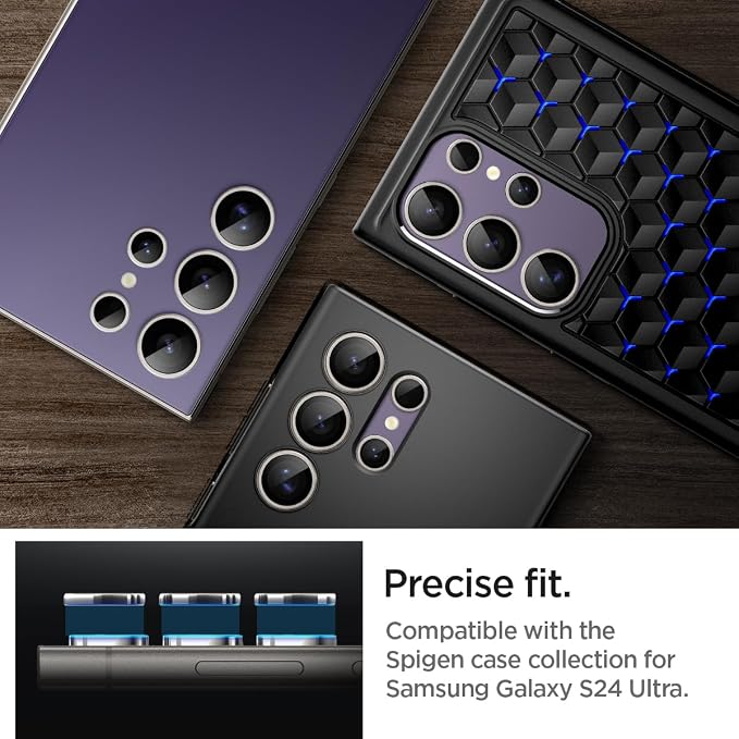 Spigen Camera Lens Protector for Galaxy S24 Ultra - Titanium Violet[2 Pack] | GlasTR EZ Fit Optik Pro, 9H+ Tempered glass, Scratch resistant, Original photo quality, Auto-align tray, Case-friendly - Image 6