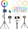 12.3" Ring Light with 74" Tripod Stand/Phone &iPad Holder-53 RGB Mode Light | Wireless Remote Circle Halo Light for iPhone, 12 Dimming Levels LED Ringlight with Stand for Makeup/Live Stream/Photo/TikTok by wiskey