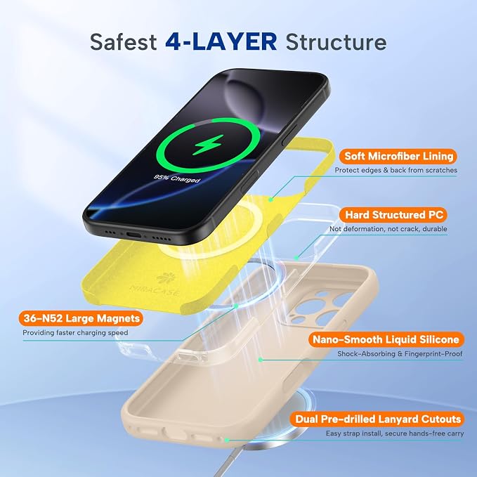 miracase Magnetic for iPhone 16 Pro Case, [Soft Anti-Scratch Microfiber Lining], Compatible with MagSafe, Liquid Silicone Case Shockproof Drop Protection Phone Case for 16 Pro,Sand | Compatible with MagSafe, Soft Microfiber Lining, Liquid Silicone Case... - Image 5