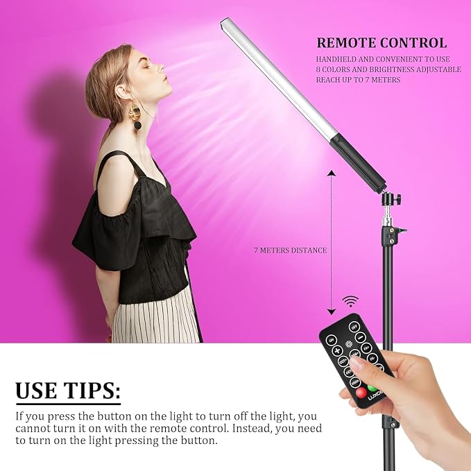 LUXCEO RGB LED Photography Lighting Portable Wand Handheld LED Video Light 1000 Lumens CRI 95+ USB Rechargeable with Remote Control, Carry Bag, Adjustable Color Temperature 3000K-6000K and 36 Colors - Image 5