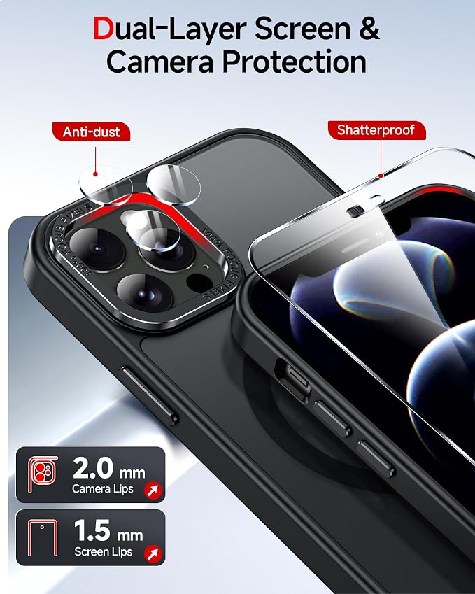 LeYi for iPhone-12-Pro-Max Case:[ Screen Protector X2+ Camera Cover X2] i Phone 12Pro Promax Cases Compatible with Magsafe Funda para iPhone12 Pro Max Magnetic Protective Heavy Duty Slim, Black - Image 2