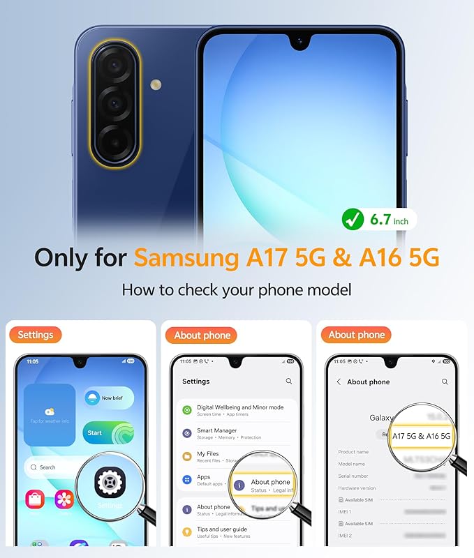 FNTCASE for Galaxy A17/A16 5G Phone Case, Fit for Magsafe, Screen Protector | Clear Anti Yellowing, 14FT Military Grade Drop Protection, Slim Shockproof Protective, for Samsung A 17 A 16 Cover - Image 2