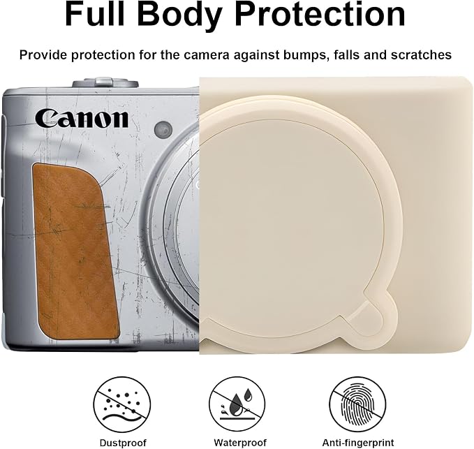 BOVKE Silicone Camera Case for Canon PowerShot SX740 / SX730 Digital Camera, SX740 HS Soft Protective Case Cover Rubber Camera Slim Fit Sleeve with Removable Lens Cover, Mist White - Image 3